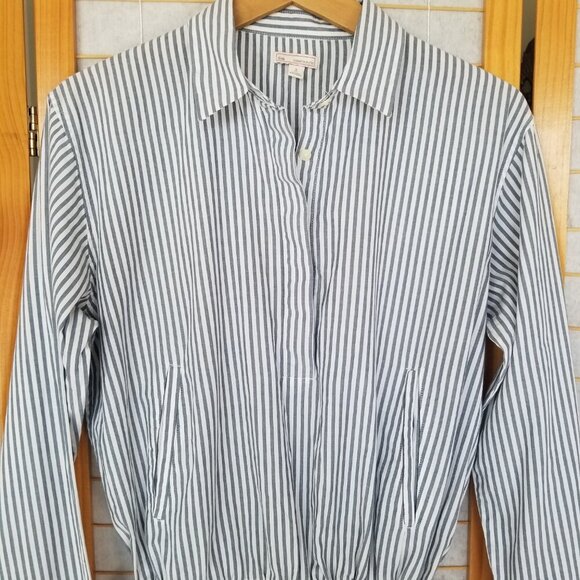 GAP Shirt Dress Long Sleeves Gray Stripe Size Small Tall - Picture 3 of 9